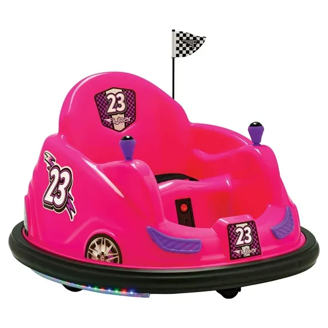 Photo 1 of Flybar 6 Volts Bumper Car, Battery Powered Ride on, Fun LED Lights, Includes Charger, Ages 1.5 to 4 Years, pink