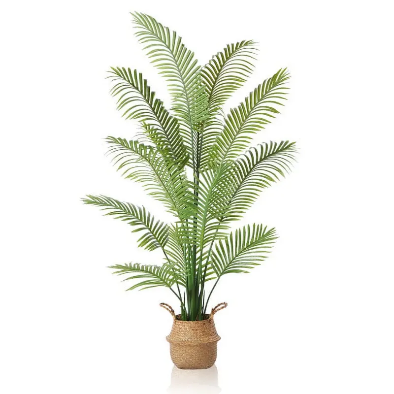 Photo 1 of 6 Feet Artificial Plants in Basket Faux Green Areca Palm Plant with Woven Seagrass Belly Basket, Fake Tree for Home Decor Office House Living Room Indoor Outdoor
