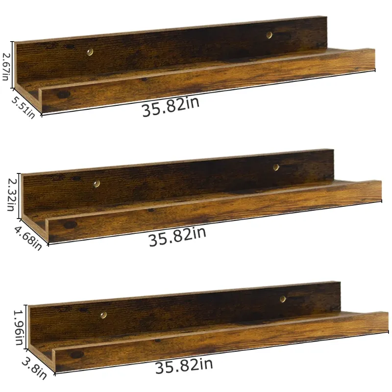 Photo 1 of 36 inch Large Floating Wall Shelves Set of 3, Wall Shelf for Bedroom Kitchen Bathroom Living Room Nursery Display, 3 Different Sizes
