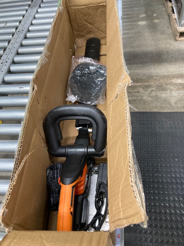 Photo 2 of ***MISSING BATTERIES AND SAFETY GOGGLES*** Hedge Trimmer Cordless , HDJ 21-Inch Steel Blade Max Cordless Hedge Trimmer with 48V Battery and Fast Charger, Electric Hedge Trimmer Cordless, Black and Orange
