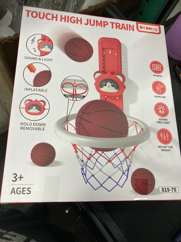 Photo 2 of Bennol Touch High Jump Basketball Hoop Indoor Toys Gifts for 3 4 5 6 Year Old Boys Kids, Basketball Hoop Toys for Toddlers Kids Boys Ages 1-3 2-4 3-5, Boy Toys 3 4 5 Year Old Boys Birthday Gifts