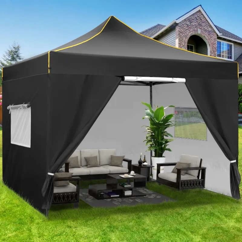 Photo 1 of  10X10Ft Pop up Canopy Tent Enclosed Instant Folding Canopy Shelter with Elegant Church Window Black