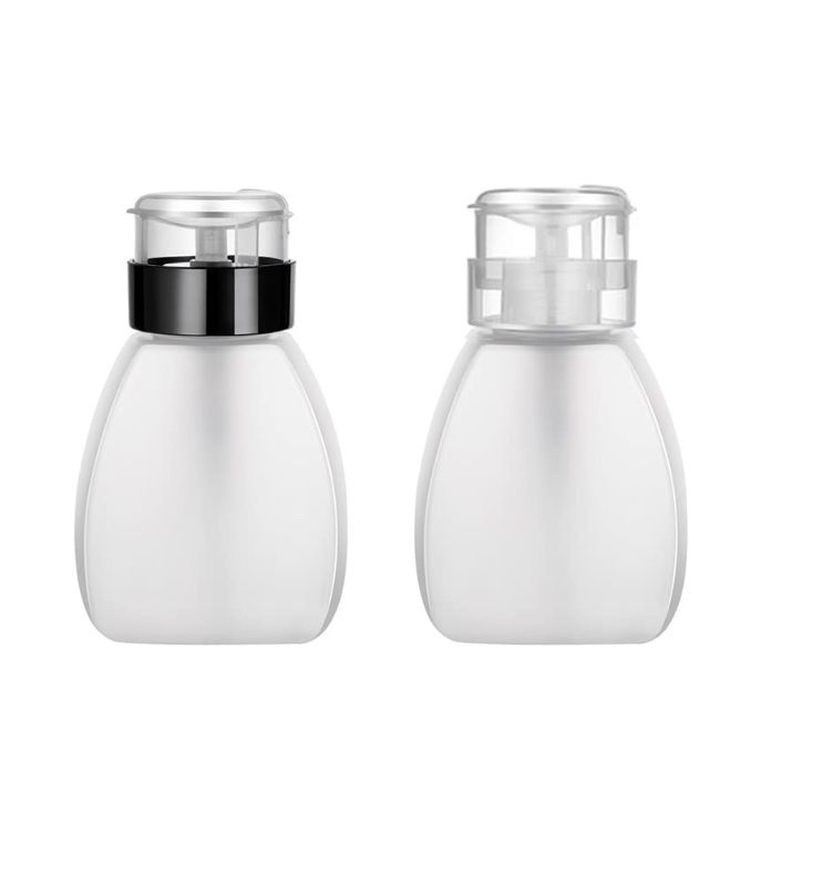 Photo 1 of 2 Pack 250ml Push Down Lockable Pump Dispenser Bottle,Empty Pump Dispenser Bottle Container for Nail Polish Makeup Remover Liquid
