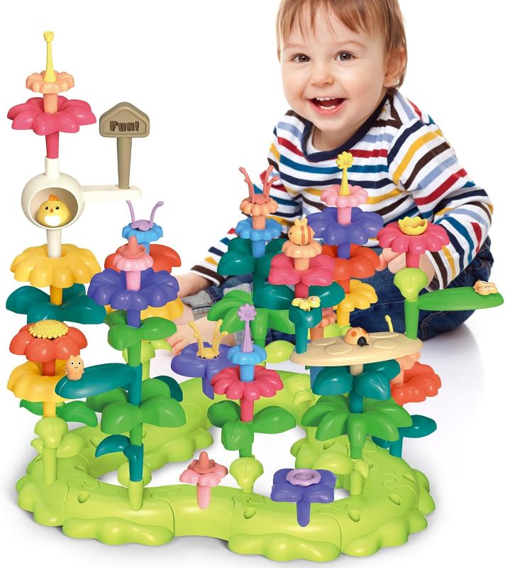 Photo 1 of kramow 93 PCS Flower Garden Building Toys,Build Flower Garden Toy,Flower Sorting and Stacking Game for Toddler,STEM Toys,Preschool Learning Activities Toys for 3 Year Old Girl Boys Gifts
