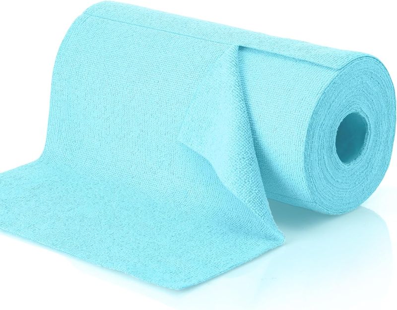 Photo 1 of Fumete Reusable Microfiber Cleaning Cloths Roll Washable Tear Away Microfiber Towels for Cars 12" x 12" Cleaning Wipe Rags for Home House Kitchen Garage All Purpose(Blue, 1 Roll)
