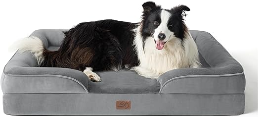 Photo 1 of Bedsure Orthopedic Dog Bed for Large Dogs - Big Washable Dog Sofa Beds Large, Supportive Foam Pet Couch Bed with Removable Washable Cover, Waterproof Lining and Nonskid Bottom, Grey
