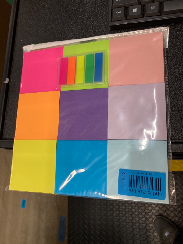 Photo 2 of (9 Pack) Super Sticky Notes 3x3 in, 9 Bright Colors Post Self Sticky Pad Its for Office, Home, School, Notebook, 100 Sheets/pad Tear-up