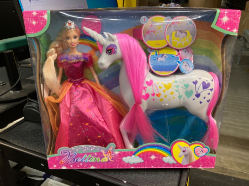 Photo 1 of BETTINA Princess Doll& Pregnant Unicorn with Baby Unicorn in Her Tummy, Horse Unicorn Toys Gifts, Color Change Toy, Xmas Birthday Presents for Girls Aged 3 4 5 6 7