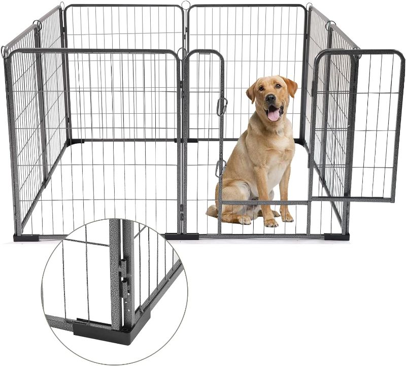 Photo 1 of Dog Playpen Indoor & Outdoor Foldable Metal Pet Exercise Fence Pen with Door Gate,Dog Kennels for Small/Medium/Puppy Dogs,Rabbits