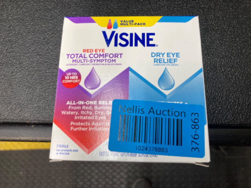 Photo 2 of Visine Red Eye Total Comfort Multi-Symptom & Dry Eye Relief Lubricant Eye Drops, 2 Items 1 Fl Oz (Pack of 1) Red Eye Total Comfort & Dry Eye Relief (Dual Pack)