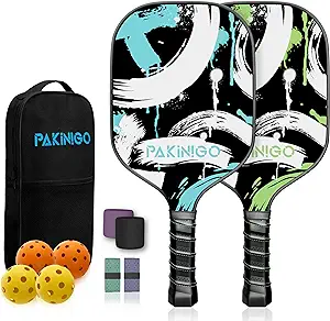 Photo 1 of  Pickleball Paddles Set of 2, USAPA Pickleball Paddle Rackets Set Fiberglass Surface16mm Thicker Honeycomb Core with 4 Balls & Carry Bag for Unisex Beginners & Pros