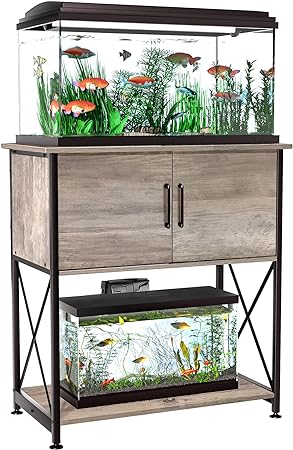 Photo 1 of 20-29 Gallon Aquarium Stand Metal Frame Fish Tank Stand with Cabinet Storage, for 20 Gallon Long Aquarium,30.7" L*16.5" W Tabletop,330LBS Capacity Black PG01YGB