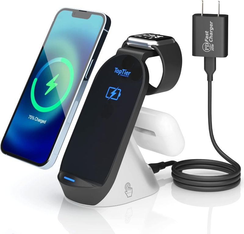 Photo 1 of Top Tier 3 in 1 Wireless Charging Station Apple & Samsung, iPhone Apple Watch Airpods Phone Charger and Qi Certified Devices
