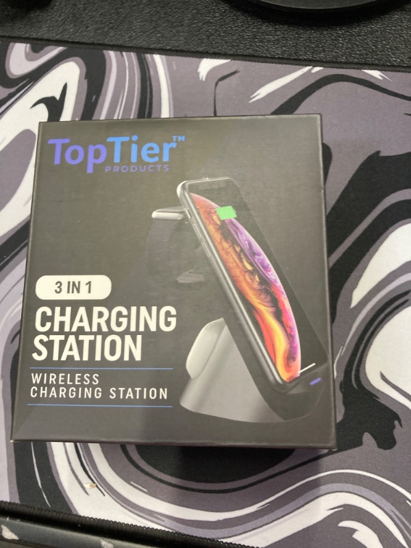 Photo 3 of Top Tier 3 in 1 Wireless Charging Station Apple & Samsung, iPhone Apple Watch Airpods Phone Charger and Qi Certified Devices
