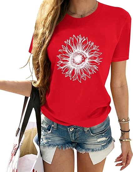 Photo 1 of HERLOLLYCHIPS Women Cute Heart Graphic Crewneck Short Sleeve Regular Fit Casual Tee T-Shirts Tshirt Tops
