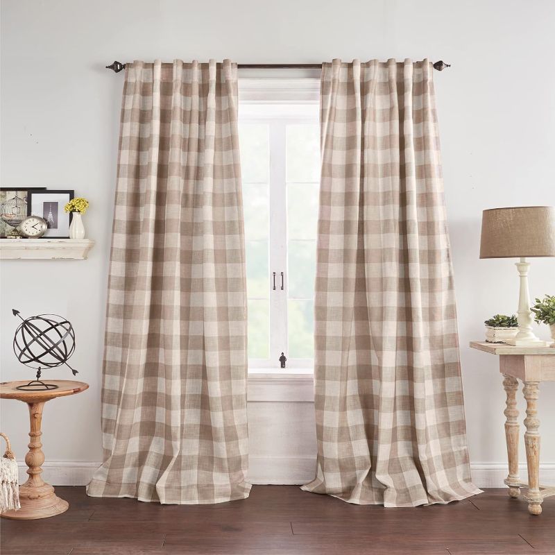 Photo 1 of Elrene Home Fashions Farmhouse Living Grainger Buffalo-Check Blackout Window Curtain, Living Room and Bedroom Drape with Rod Pocket Tabs, 52" x 84",...
