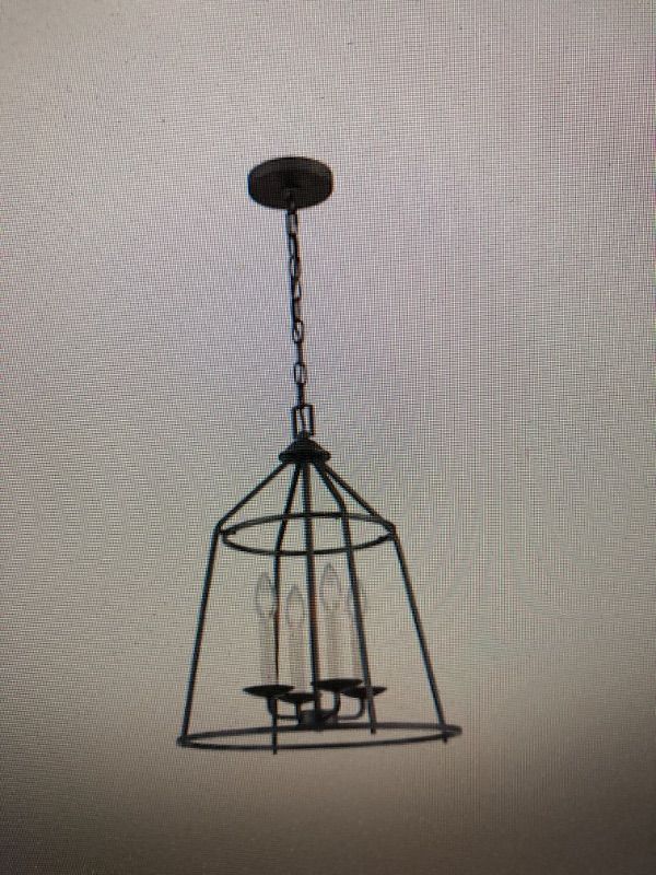 Photo 1 of allen + roth Ullie 4-Light Matte Black Farmhouse Dry rated Chandelier
