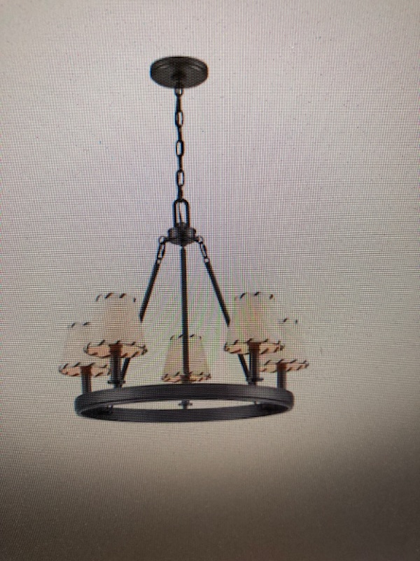 Photo 1 of allen + roth Sevierville 5-Light Bronze Rustic Dry rated Chandelier
