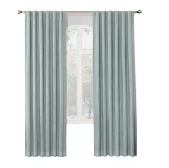 Photo 1 of Allen + roth 84-in Slate Blue Room Darkening Thermal Lined Back Tab Single Curtain Panel, 50x 84 Spa Herringbone Blackout Curtain
