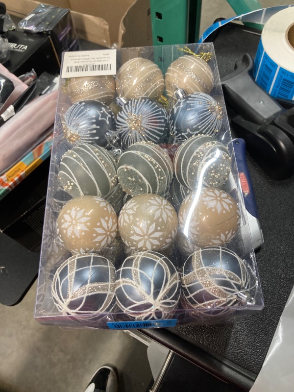 Photo 2 of 2.36"/60mm Christmas Balls Ornaments NEVSETPO 30PCS Christmas Tree Grinch Ornaments Shatterproof Xmas Christmas Tree Decorations Hanging Balls for Xmas Holiday Party Wedding Decorations Lakeblue-silver-gold (2.36"/60mm,30ct)