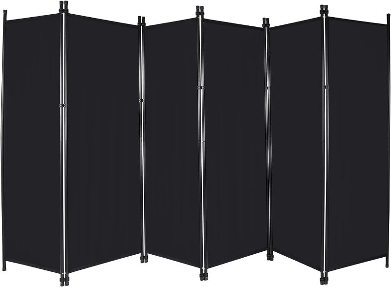 Photo 1 of ALBOMI 6 Panel Large Folding Room Divider, 10FT Wide Portable Room Partition Wall Dividers, Indoor Outdoor Tall Privacy Screen for Bedroom Dining Room Office Restaurant Hospital, 120"x68", Black