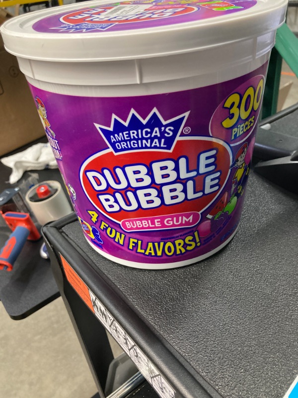 Photo 2 of Tootsie Roll Dubble Bubble Gum - 300 Count Resealable Tub of Individually Wrapped Fruit and Bubble Gum - Original, Watermelon, Apple and Grape Flavors - Peanut and Gluten Free, 47.6 Ounce