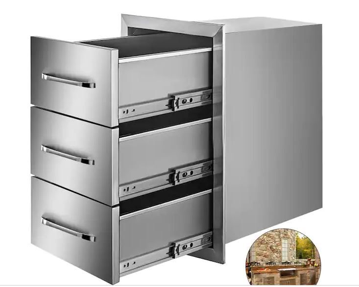 Photo 1 of VEVOR Outdoor Kitchen Drawers 16 in. W x 21.5 in. H x 18 in. D Stainless Steel BBQ Island Access Drawers with Handle