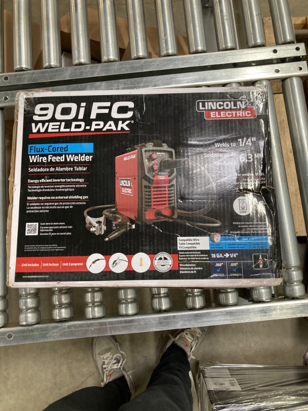 Photo 3 of Lincoln Electric 90i FC Flux Core Wire Feed Weld-PAK Welder, 120V Welding Machine, Portable w/Shoulder Strap, Protective Metal Case, Best for Small Jobs, K5255-1 & Traditional MIG/Stick Welding Gloves Flux-Cored Welder + Welding Gloves