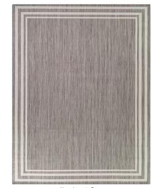 Photo 1 of Hampton Bay Border Gray 8 ft. x 10 ft. Indoor/Outdoor Area Rug