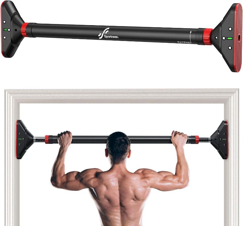 Photo 1 of Sportneer Pull Up Bar for Doorway - Strength Training Pull-up Bars without Screw - Adjustable Width Locking Mechanism Chin Up Bar - Max Load 440lbs for Home Gym Upper Body Workout, Non-slip Comfort