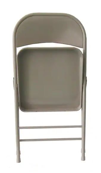 Photo 1 of 2 Beige Metal Stackable Folding Chairs