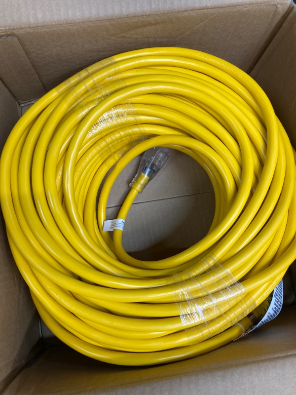 Photo 2 of Iron Forge Heavy Duty Extension Cord, 200 ft Extension Cord Outdoor with 3 Prong Lighted End, 12 Gauge Extension Cord 200' Construction Grade Great for Major Appliances & Generator - US Veteran Owned 200 ft Yellow