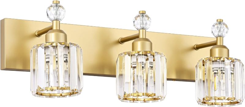 Photo 1 of PRESDE Bathroom Vanity Lights Modern Crystal Gold 3 Light Bathroom Lights Fixtures Over Mirror Vanity Light for Bathroom Gold 3-lights