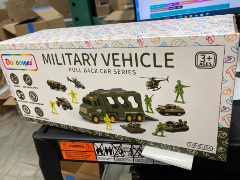 Photo 2 of Doloowee 14 in 1 Green Military Truck Toys, Army Tanks Set with Soldier Men, Army Men Toys, Military Truck Toy with Lights and Sounds, Gifts for Toddler Kids Boys Ages 3+ 14 in 1 Military Trucks