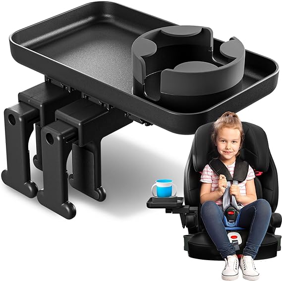 Photo 1 of Adjustable Travel Tray - Universal Quick Attach Clamps for Car Seats, Strollers, Arm Rests, Wagons - Car Seat and Stroller Organizer
