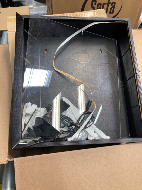 Photo 1 of Minifigures Display Case with LED Light, Collectible Display Box for Small Objects, Display Box for Mini Funko Pop Figures, Clear Wall Mount Figure Storage Frame Mini Toys Organizer