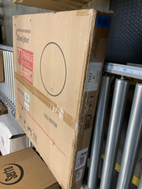 Photo 1 of JSneijder 28 Inch Round Backlit Mirror LED Bathroom Mirror with Lights, Anti-Fog Dimmable Round Lighted Vanity Mirror, Wall Mounted Circle LED Makeup Mirror Touch Switch and CRI 90+ Backlit Round 28 IN