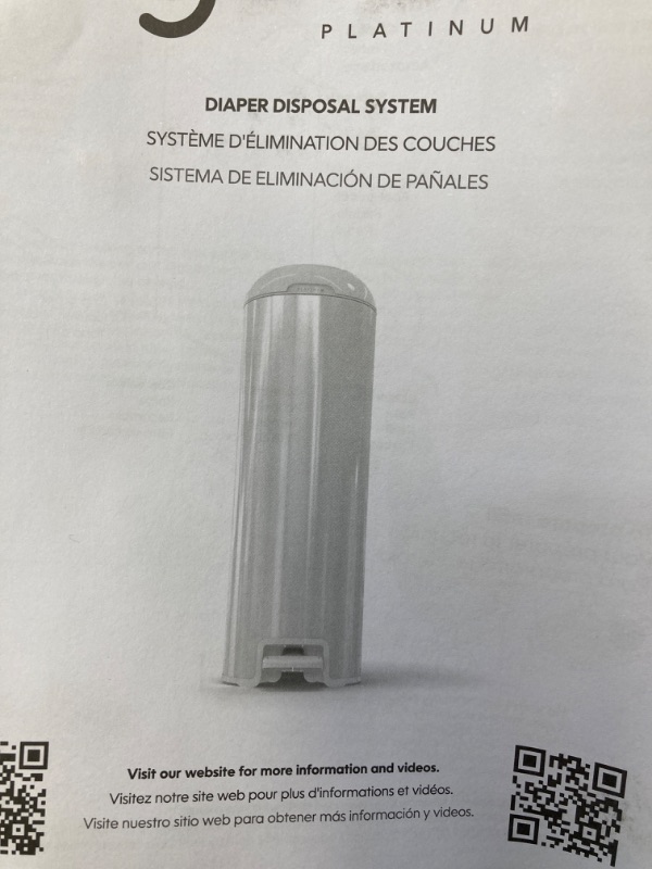 Photo 3 of Diaper Genie Platinum Pail (Lilly White) is Made of Durable Stainless Steel and Includes 1 Easy Roll Refill with 18 Bags That can Last up to 5 Months.