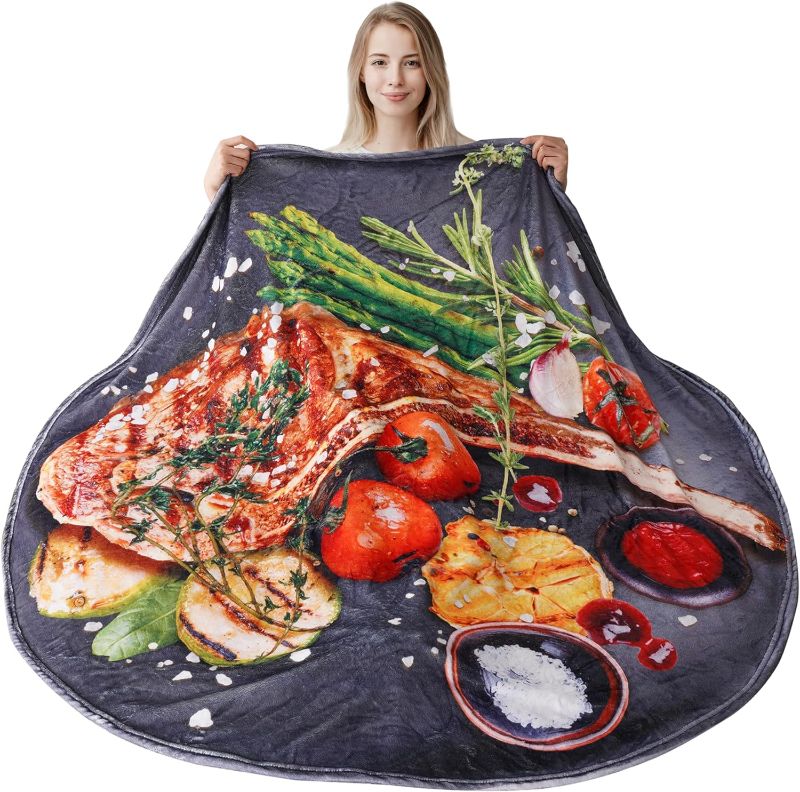 Photo 1 of 
BATTILO HOME Interesting Steak Breakfast Food Blanket, Funny Soft Flannel Food Blankets for Teens Adults Pets Friends Couch Bed Sofa Travel, Diameter 59 inch