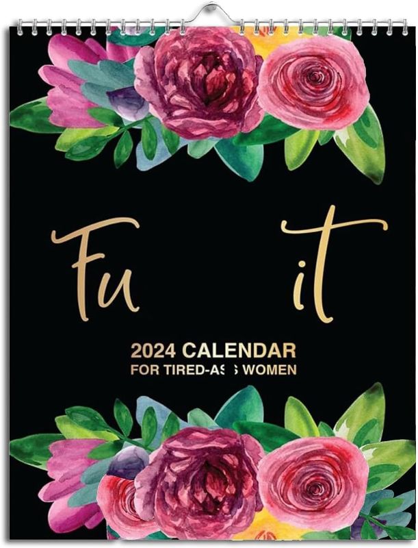 Photo 1 of 2024 Calendar for Tired Women | Flower Calendar Memo | Tired Women Calendar | Wall Calendar for Tired | 2024 Funny Mental Health Calendar | Sweary Mental Health Wall Calendar Gag Gift for Women