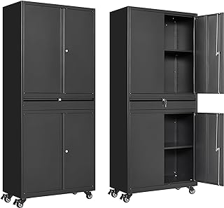 Photo 1 of ***(NOT AS DESCRIBED FROM PICTURE)***
Metal Storage Cabinet, Heavy Duty Garage Cabinet on Wheels, 72'' Tall Storage Cabinets Tool Cabinet with Doors and Shelves for Home Office Utility Room, Black