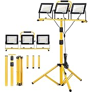 Photo 1 of 21000Lumen LED Work Lights with Stand - 3 Head Portable Work Light with 16FT Cord - IP66 Waterproof Tripod Worklights for Outdoor Indoor Job Site Workshop Garage Construction Site Lighting