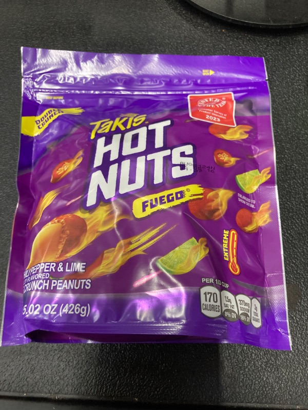 Photo 1 of ***EXP AUG 21 2024*** Takis Fuego Hot Nuts 15.02 oz Sharing Size Resealable Bag, Hot Chili Pepper & Lime Flavored Extreme Spicy Double-Crunch Peanuts Fuego 15.02 Ounce (Pack of 1)
