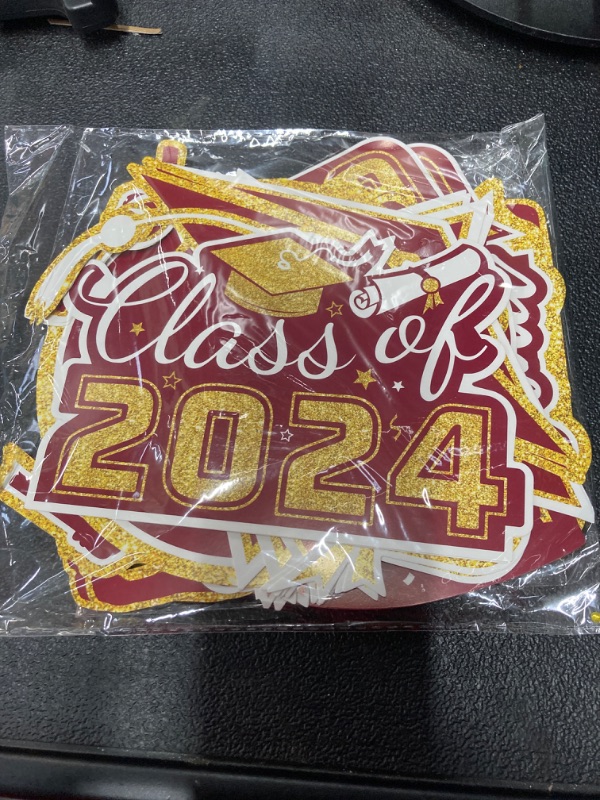 Photo 3 of 54 Pieces Graduation Decorations Class of 2024, Graduation Hanging Swirl for Congrats Grad Party Decorations Maroon and Gold Graduation Party Supplies