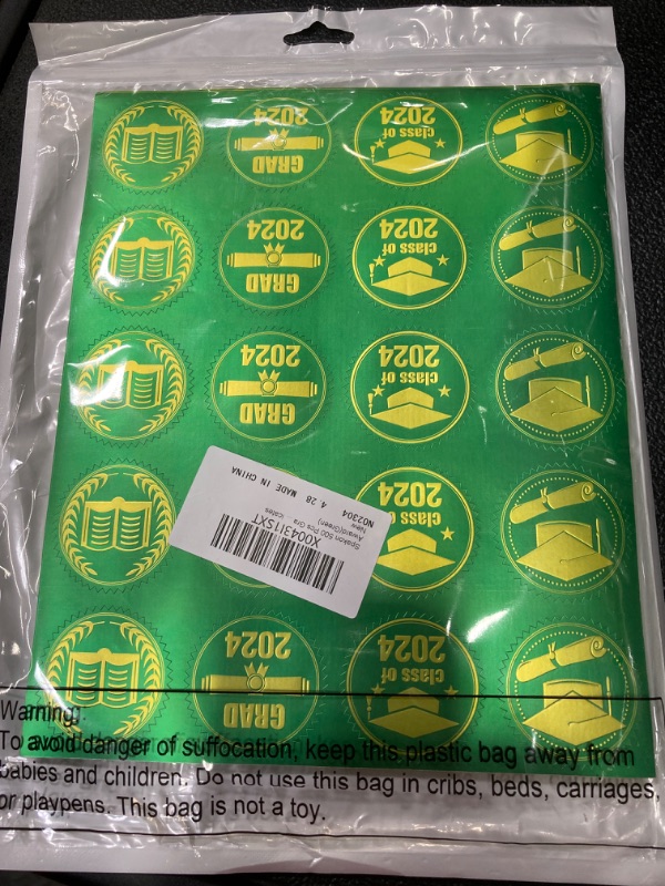 Photo 2 of 500 Pcs Graduation Envelope Seals Stickers Class of 2024 Grad Cap Diploma Certificate Seals Graduation Stickers for Envelopes Diplomas Certificates Award(Green)