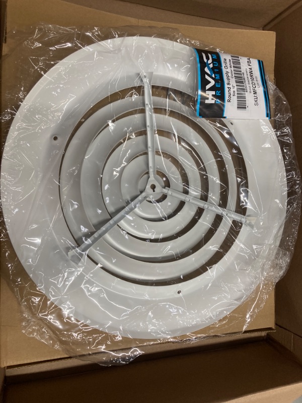 Photo 2 of 10" Round Ceiling Diffuser - Easy Air Flow - HVAC Vent Duct Cover [White] - [Outer Dimensions: 13.75"]