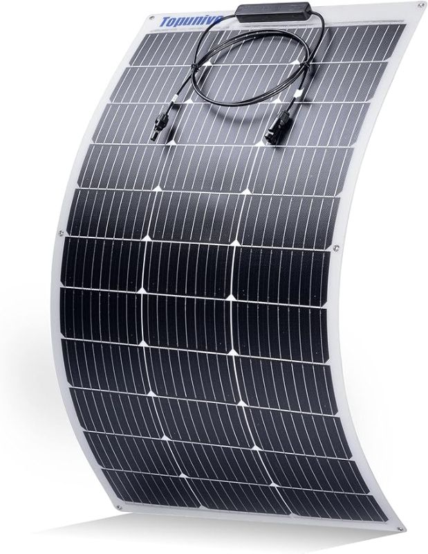 Photo 1 of 100W 12V Flexible Solar Panel 9BB Monocrystalline Cell 12 Volt Semi-Flexible for Marine RV Trailer Boat Cabin Van Car Uneven Surfaces 12V Battery Charge