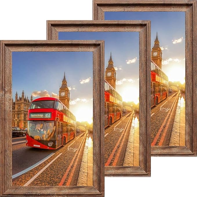 Photo 1 of 12x18 Frame Vintage Brown Picture Frames for Wall Hanging Poster Frames 12 x 18, Set of 3