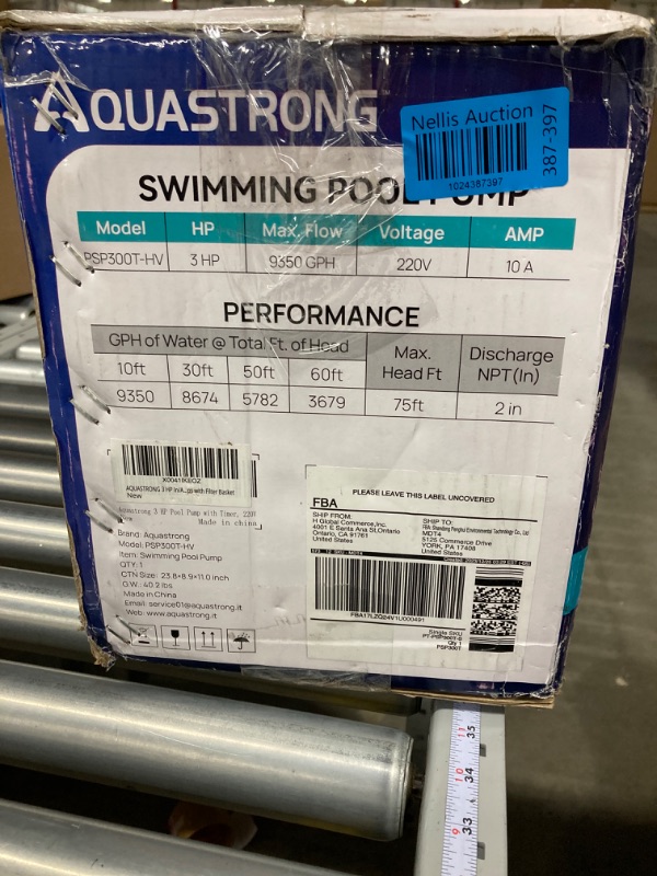 Photo 1 of AQUASTRONG 3HP In/Above Ground Single Speed Pool Pump, 115V, 9350GPH, High Flow, Powerful Self Primming Swimming Pool Pumps with Filter Basket 115V 3hp + Single Speed
