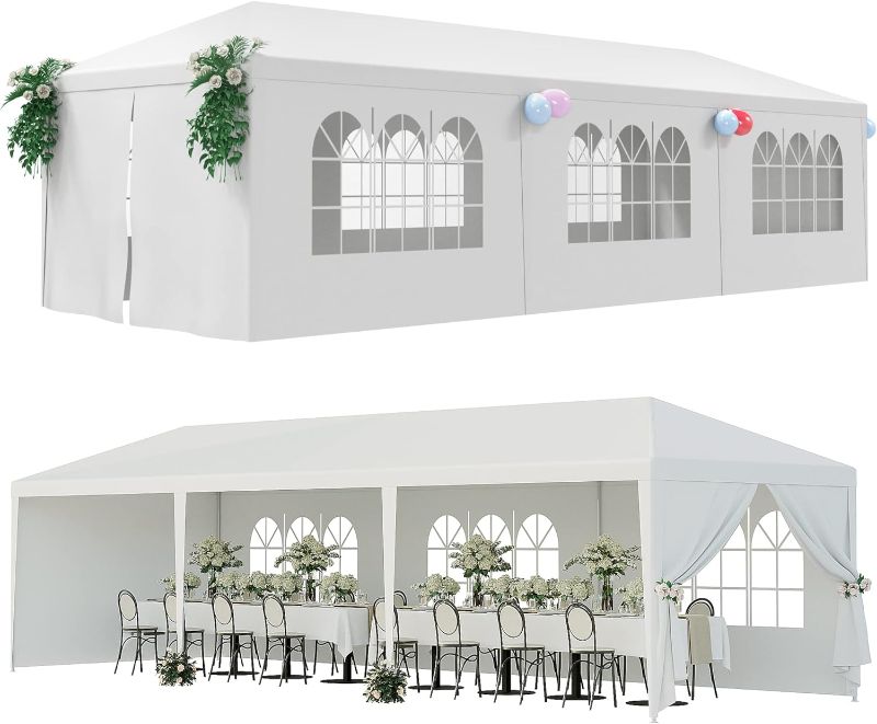 Photo 1 of 10'x30' Outdoor Canopy Tent Patio Camping Gazebo Shelter Pavilion Cater Party Wedding BBQ Events Tent w/Removable Sidewalls
